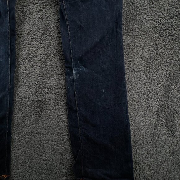 Nudie Jeans Men Blue Denim Trousers Designer Size 30x32 Thin Finn Dry Ecru Embo - Picture 4 of 13